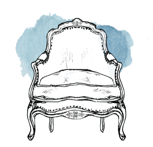 Bergere corbeille chair illustration