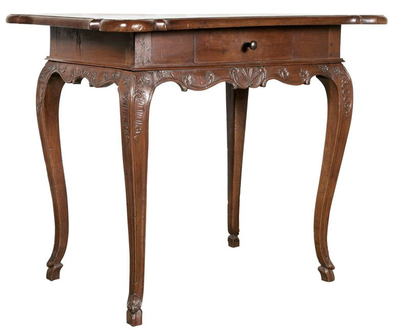 Lolo French Antiques 18th Century French Period Regence Hand-Carved Walnut Lyonnaise Side Table
