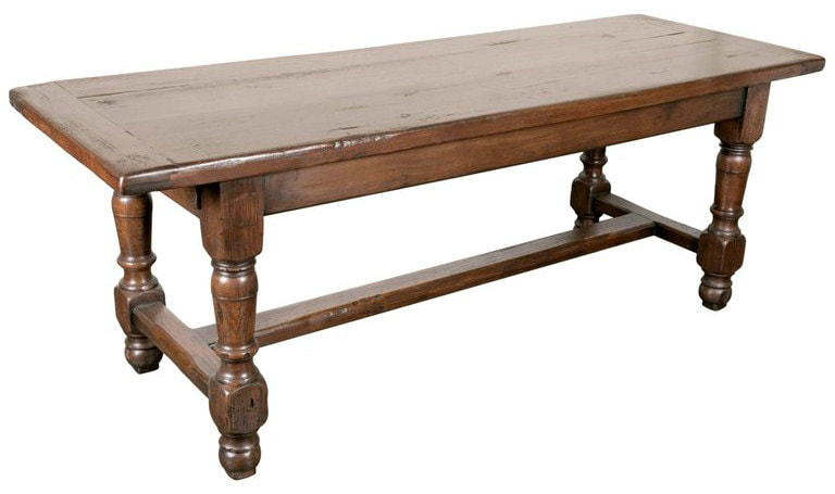 Lolo French Antiques 19th Century Solid Oak French Louis Philippe Farm Table 