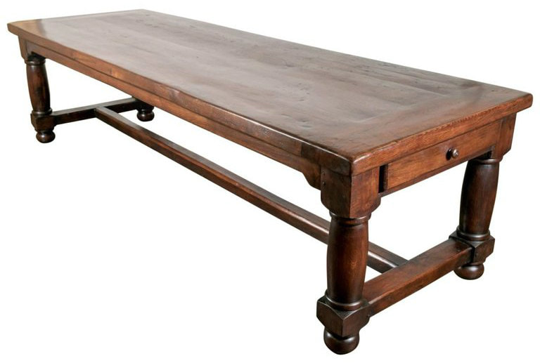 Lolo French Antiques Large 19th Century Solid Chestnut Louis Philippe Farm House Dining Table