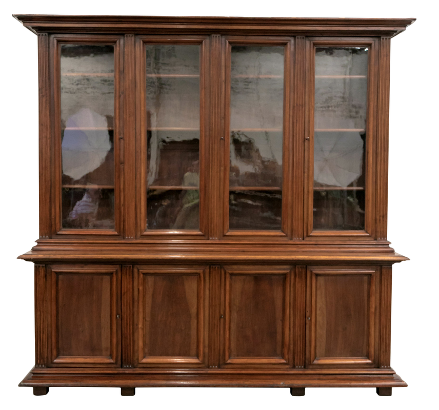 Lolo French Antiques Grand 19th Century French Napoleon III Period Walnut Bibliotheque or Bookcase