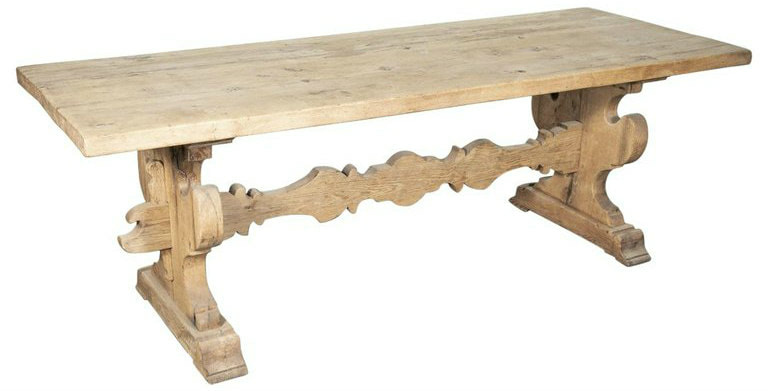 Lolo French Antiques 19th Century Italian Baroque Style Bleached Tuscany Trestle Farm Table