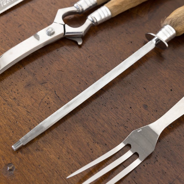 Rustic Stainless Carving Set, Antler Handle, Lamson Stainless Steel, Fork  Knife Set, Holiday Serving, Serving Utensils 