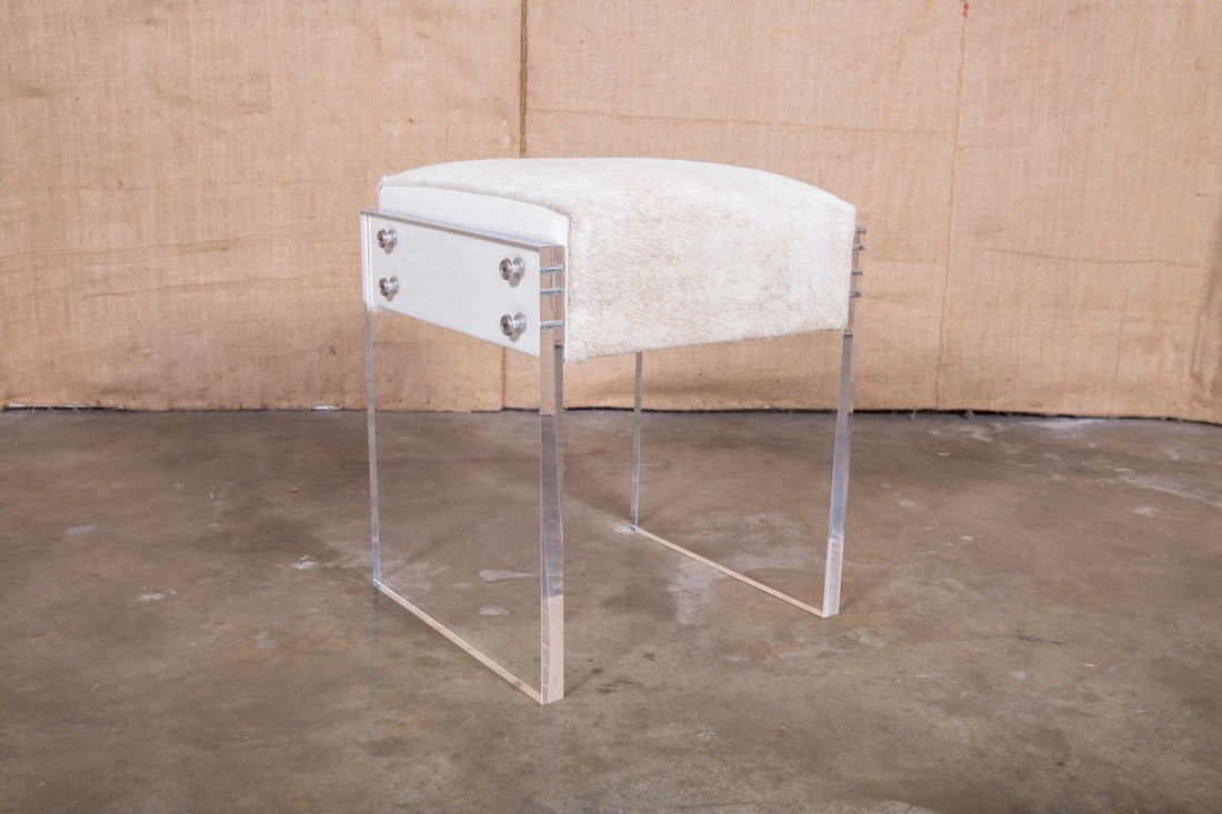 Lolo French Antiques Coco Lucite Vanity, Lucite Vanity Stool