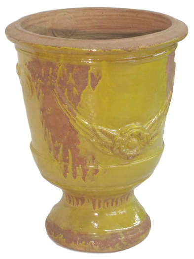 Lolo French Antiques Large French Glazed Yellow Anduze Pot