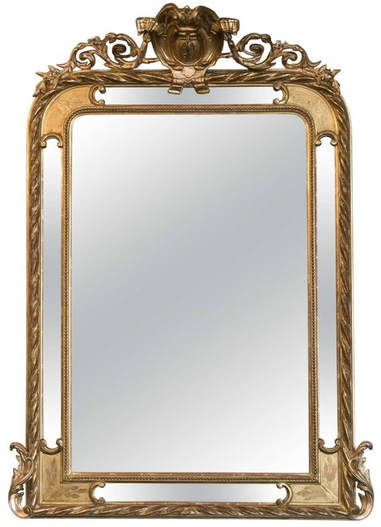 Lolo French Antiques 19th Century French Napoleon III Giltwood Pareclose Mirror