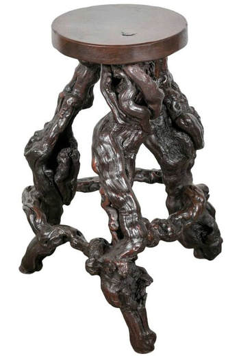 Lolo French Antiques Rare French Grapevine Root Barstool