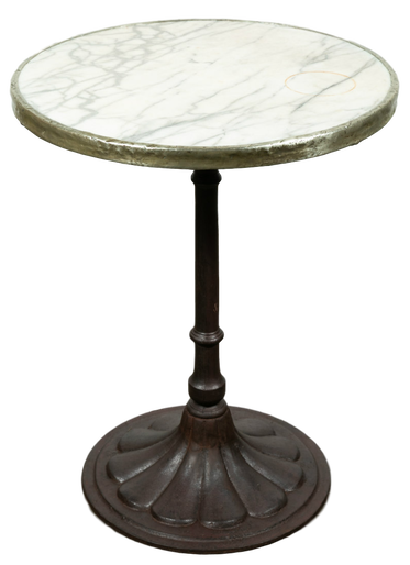 Lolo French Antiques French Art Deco Iron Bistro or Cafe Table with Marble Top