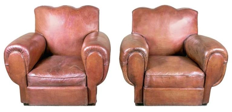French Art Deco leather club chairs