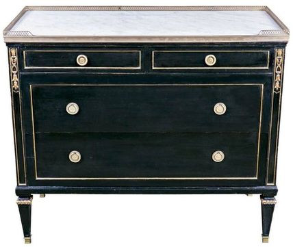black lacquered Louis XVI chest with marble top