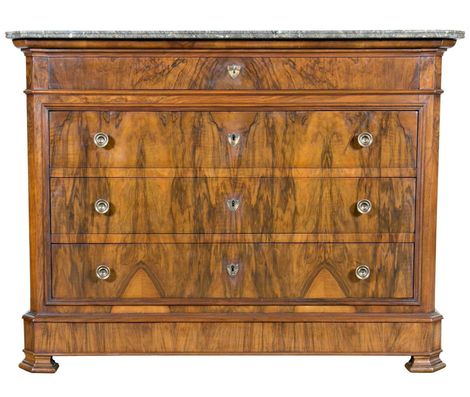Louis Philippe marble top chest