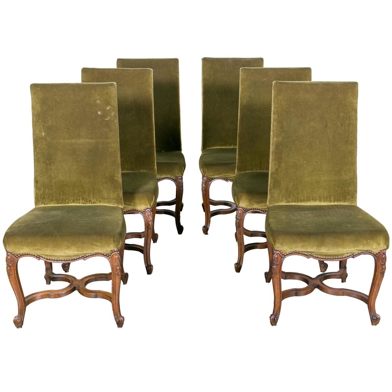 LOLO FRENCH ANTIQUES SET OF SIX FRENCH LOUIS XVI STYLE MAISON JANSEN  PARCEL-GILT AND PAINTED DINING SIDE CHAIRS - Lolo French Antiques et More