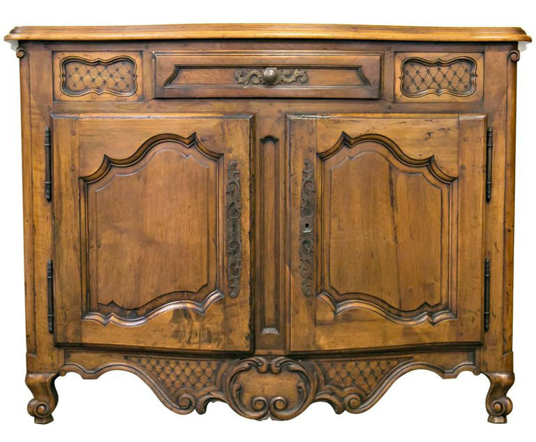 Lolo French Antiques Antique French 19th Century Louis XV Provencal hand carved solid walnut buffet