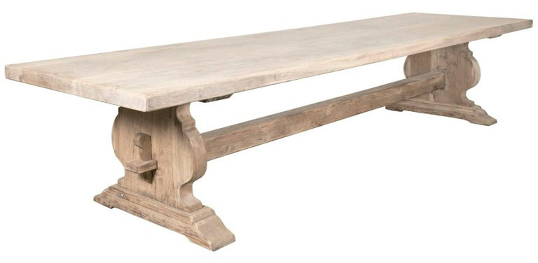 Lolo French Antiques Monumental Bleached Oak French Provencal Monastery Trestle Table