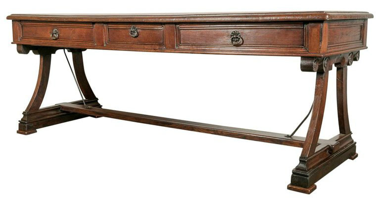 Lolo French Antiques Early 19th Century Solid Oak French Provencal Writing Table or Console 