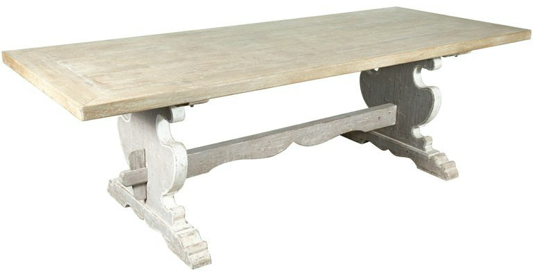 Lolo French Antiques Painted Baroque Style Italian Trestle Table with Scrubbed Pine Top