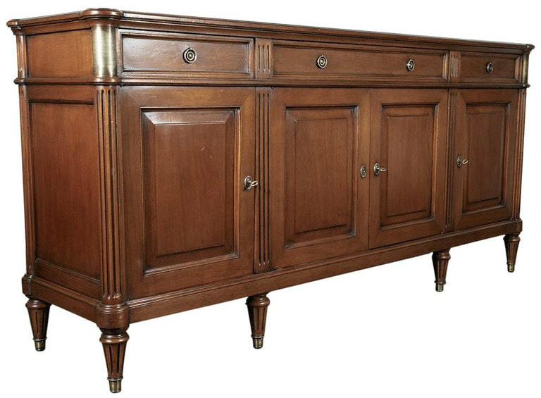 Lolo French Antiques Antique French Louis XVI STyle Enfilade Buffet in Walnut