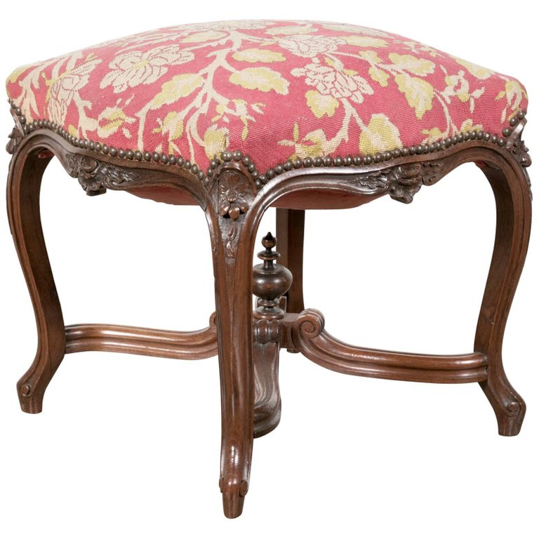 Lolo French Antiques French Louis XV Rosewood Court Tabouret or Footstool
