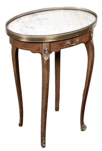 Lolo French Antiques Louis XV Style Oval Kingwood Bouillotte Table
