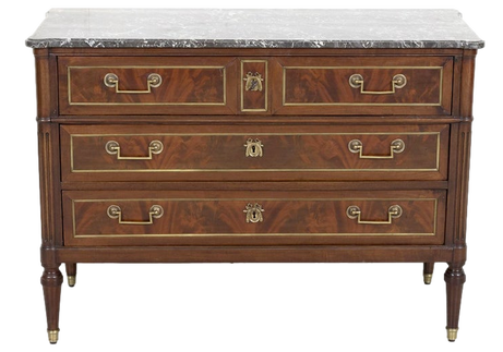 black lacquered Louis XVI chest with marble top