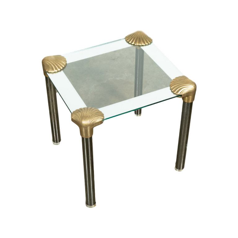 Small Italian Art Deco Glass And Brass, Art Deco Brass And Glass Coffee Table