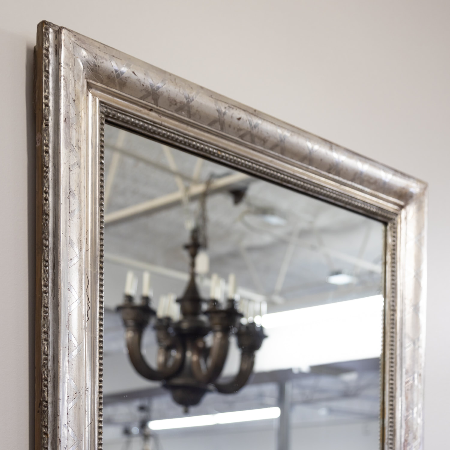Antique French silver gilt and black Louis Philippe mirror - large flo –  Chez Pluie