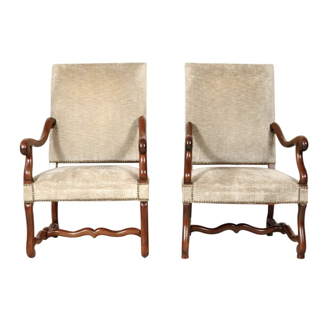 King Louis Chair – Antique Wood Fabric Back – Professional Party