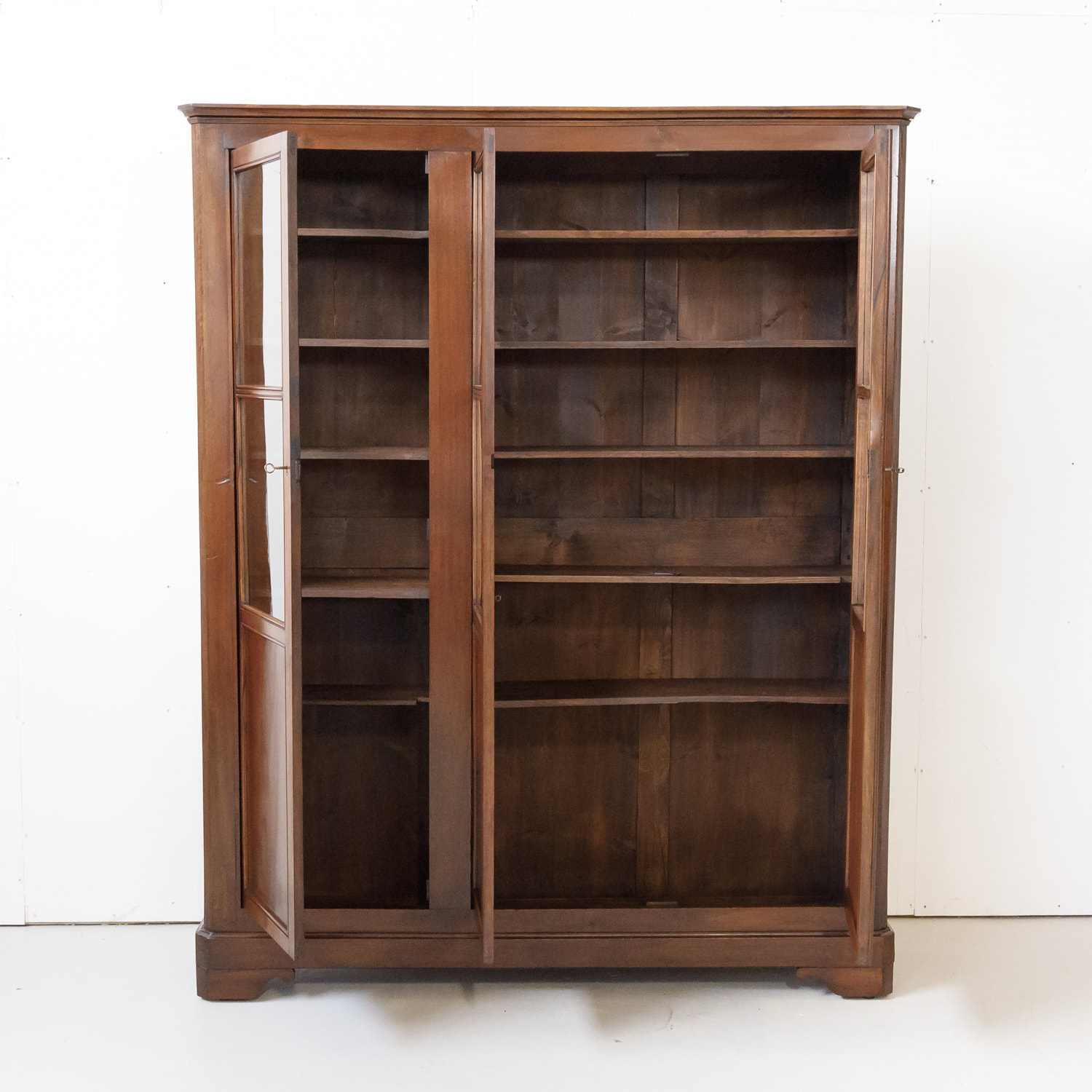19th Century French Louis Philippe Style Walnut Bibliotheque or Bookcase