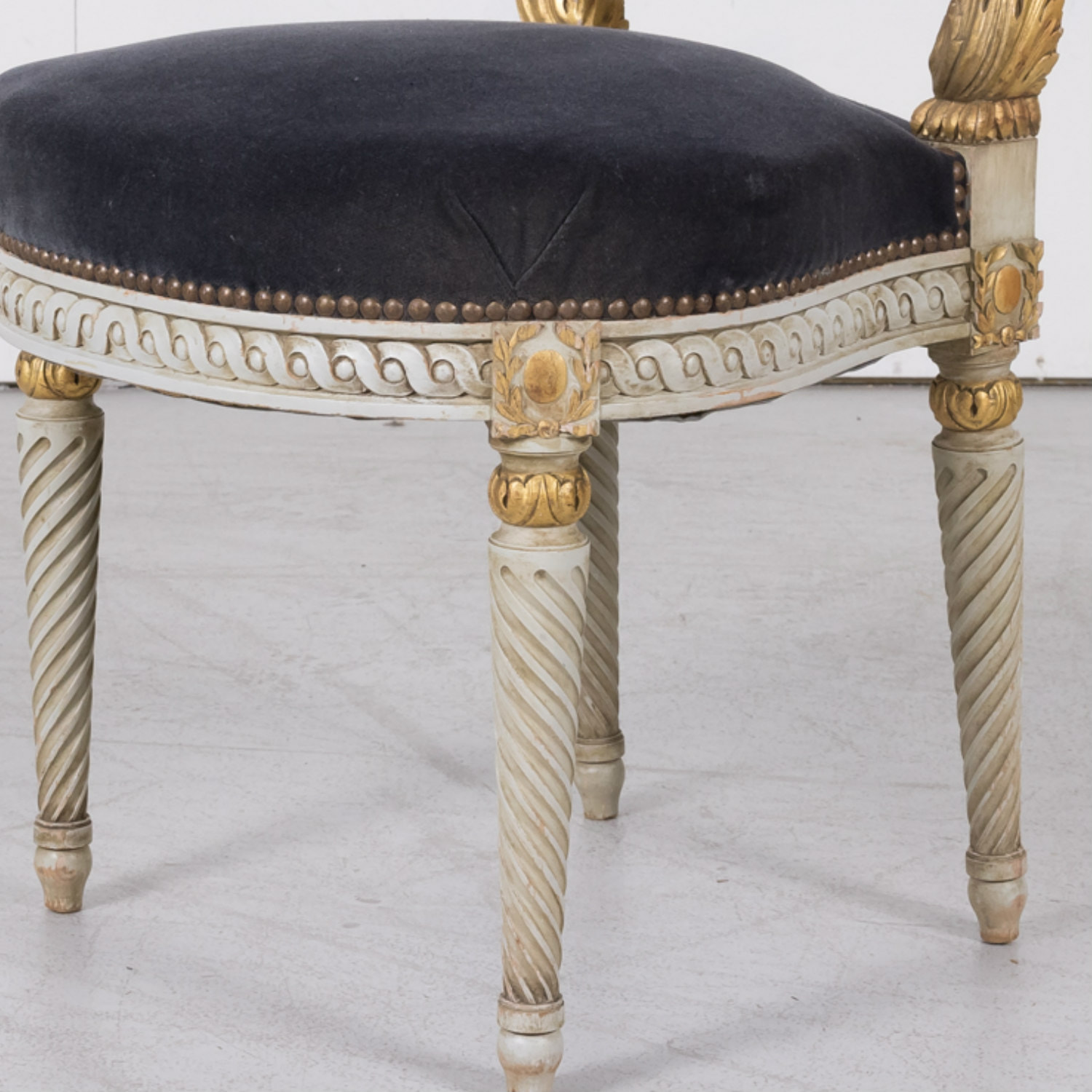 Antique French Louis XVI Style Parcel Gilt and White Painted